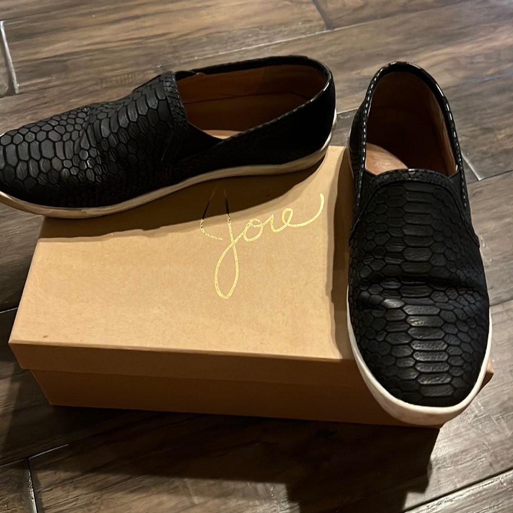 Joie snake skin slip ons